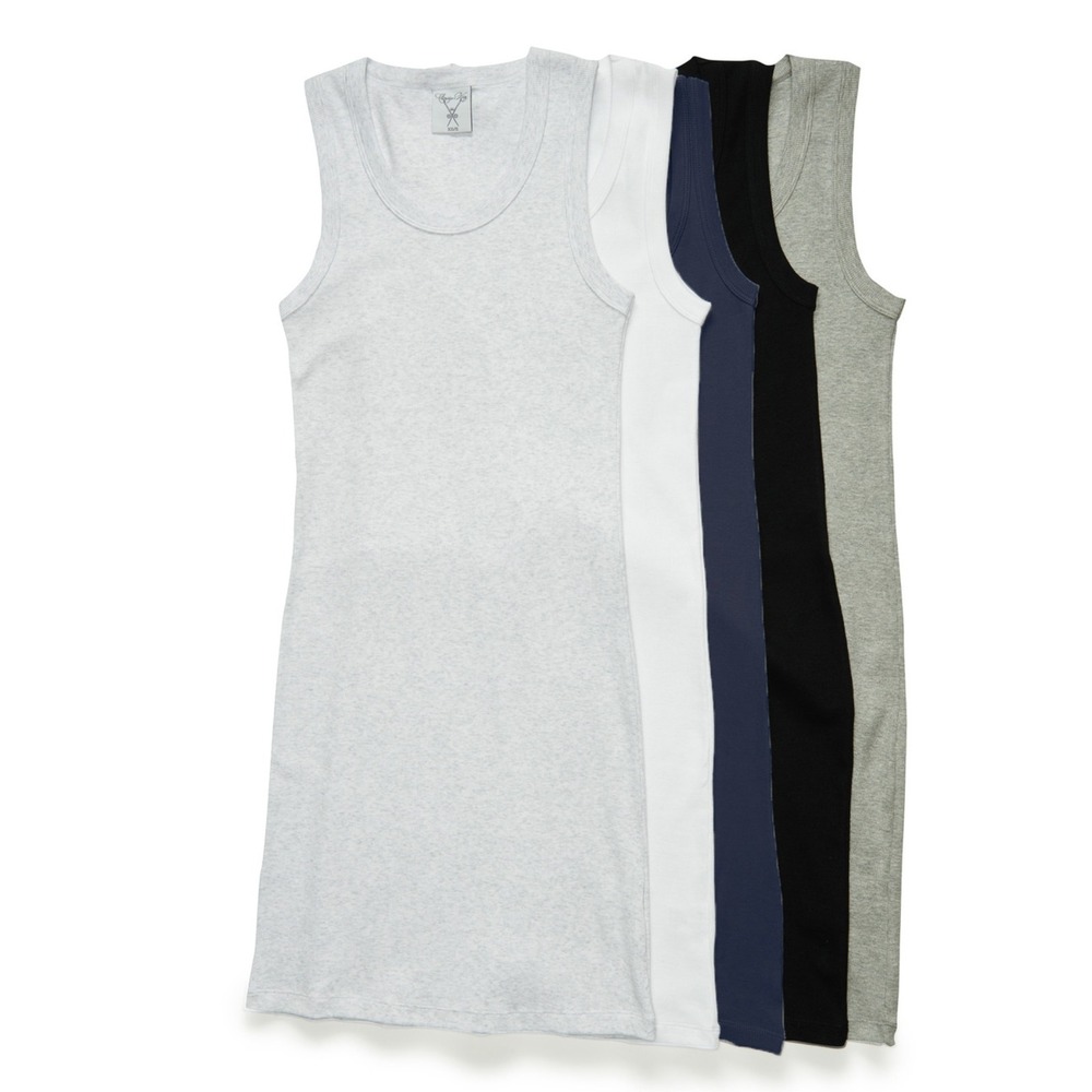 Claridge + King WHITE Cotton Take Along Tank‎ Ribbed Long Basic Racerback Tank M